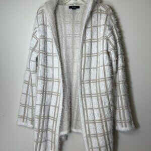 Love Ever After White & Beige Hooded Cardigan, Sz XL